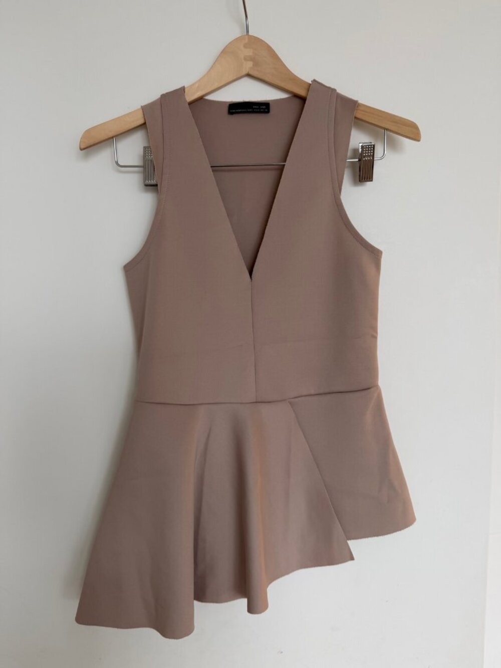 Zara Beige Sleeveless Knit Peplum Top